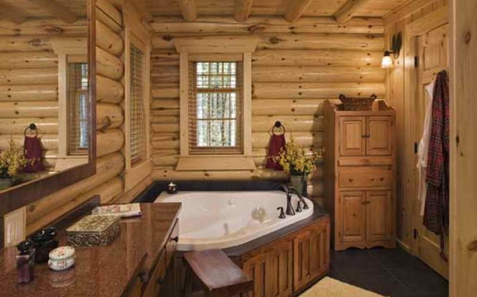 интерьера ванной комнаты в деревянном доме